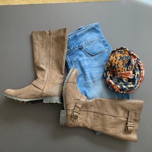 Rocket Dog Brown Faux Leather Flat Fashion Boots